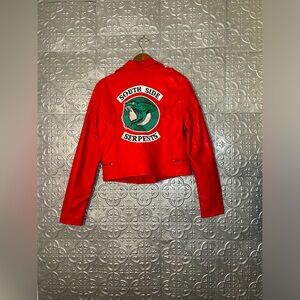 South side Serpents Red Faux Leather Motorcycle Jacket biker bikercore goth punk